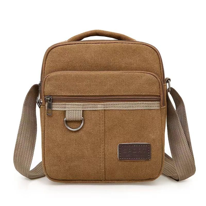 Trendy Men Multifunction Canvas Shoulder Bag Fashion Retro Casual Canvas Crossbody Bag Casual Handbag Simple Design Travel Bag Male Crossbody Bag Flap Handbag Celebrity Recommend Outdoor Handbag