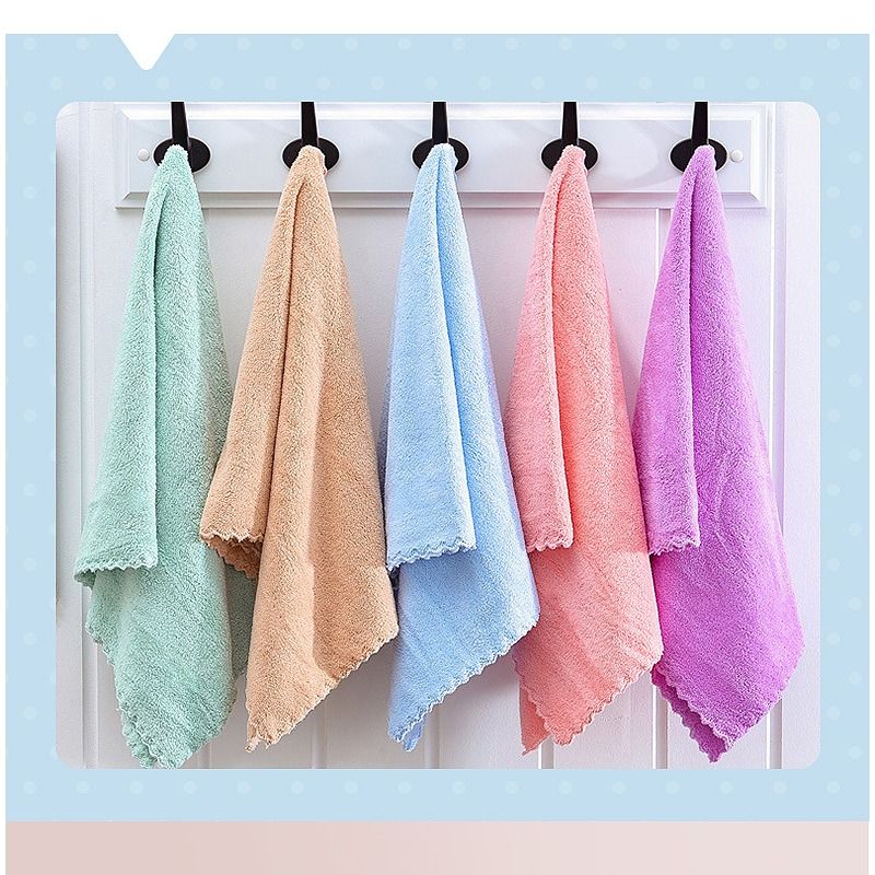 5Towels Per Set High-density Coral Fleece Cleaning Hair Towel Coral Velvet Soft Microfiber Hand Towel 35x75cm Towel