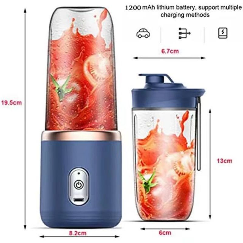 400ml Charging Multi-functional Juicer  Small Juice Cup Smoothie Blender Machine Stainless Steel 6 Blades High-speed Cutting 21000Hz/min Food Grade Materials Electric Fruit Juicer Kitchen Appliance