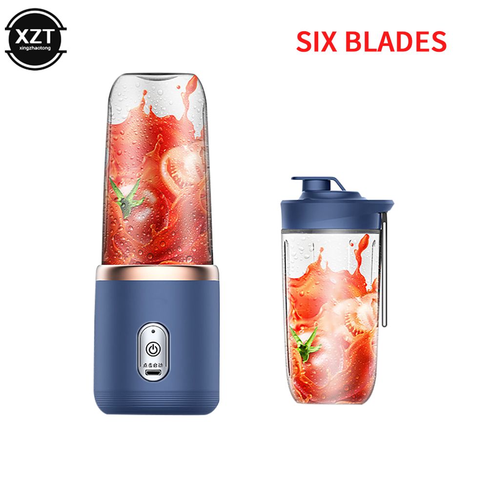 400ml Charging Multi-functional Juicer  Small Juice Cup Smoothie Blender Machine Stainless Steel 6 Blades High-speed Cutting 21000Hz/min Food Grade Materials Electric Fruit Juicer Kitchen Appliance