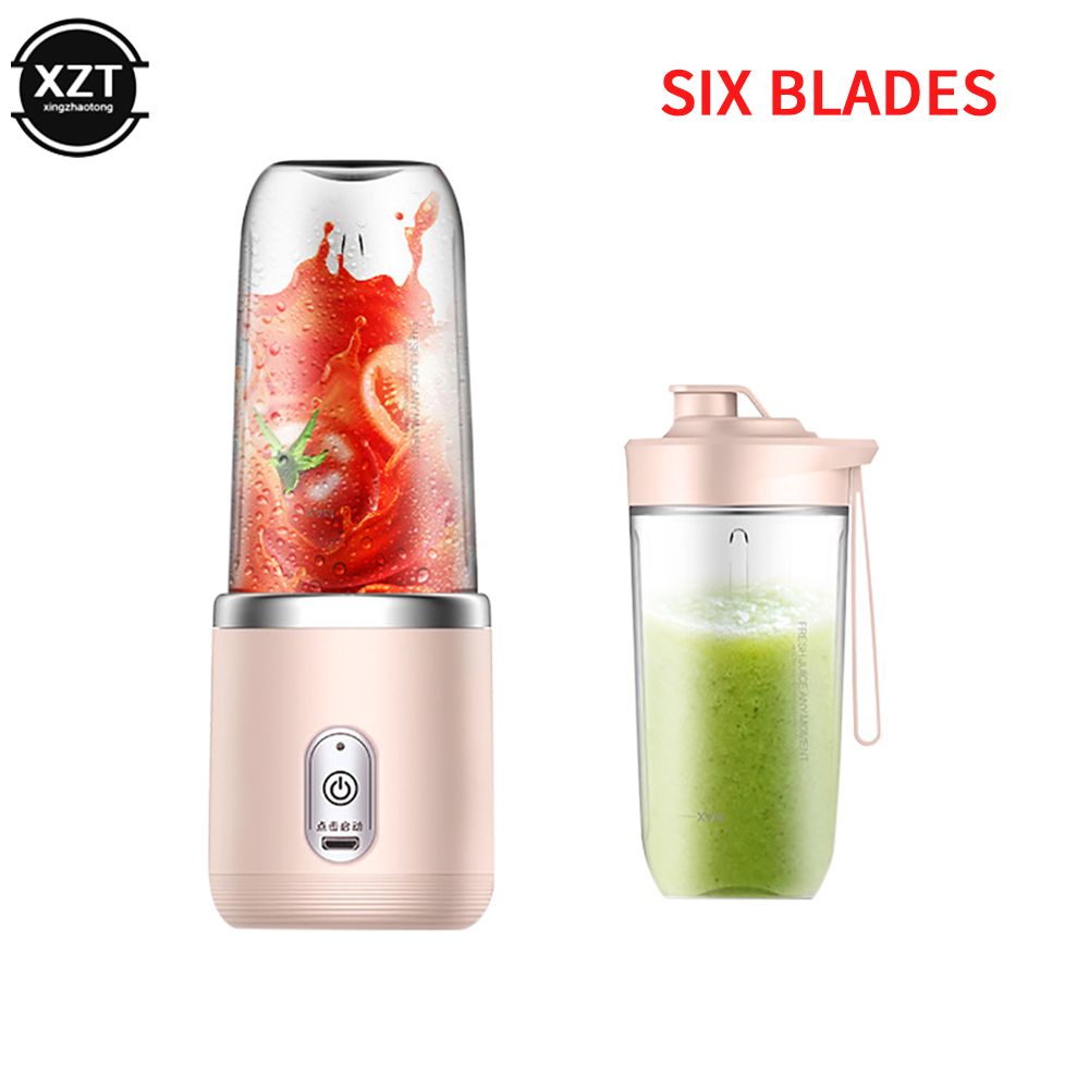 400ml Charging Multi-functional Juicer  Small Juice Cup Smoothie Blender Machine Stainless Steel 6 Blades High-speed Cutting 21000Hz/min Food Grade Materials Electric Fruit Juicer Kitchen Appliance