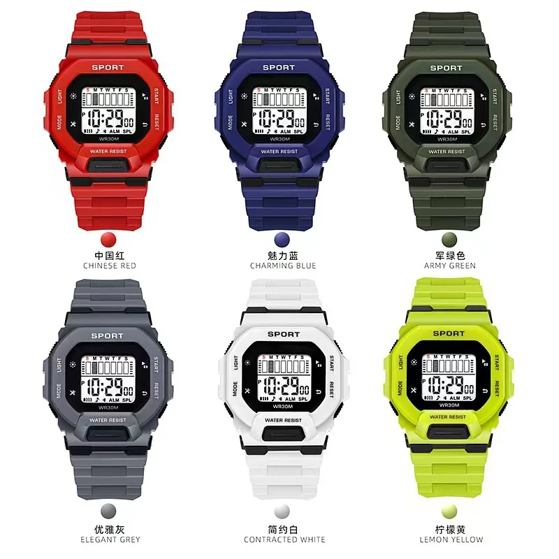 Men Women Electronic Watch Youth G Sports Shock Waterproof Large Dial Digital Wristwatch for Male Female Students