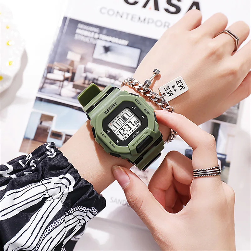 Men Women Electronic Watch Youth G Sports Shock Waterproof Large Dial Digital Wristwatch for Male Female Students