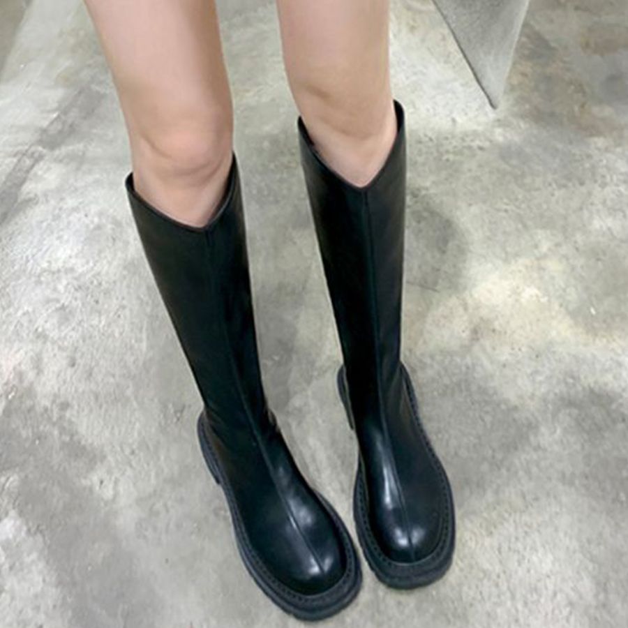 Martin boots women's long boots thick bottom tall knight boots not knee small person boots