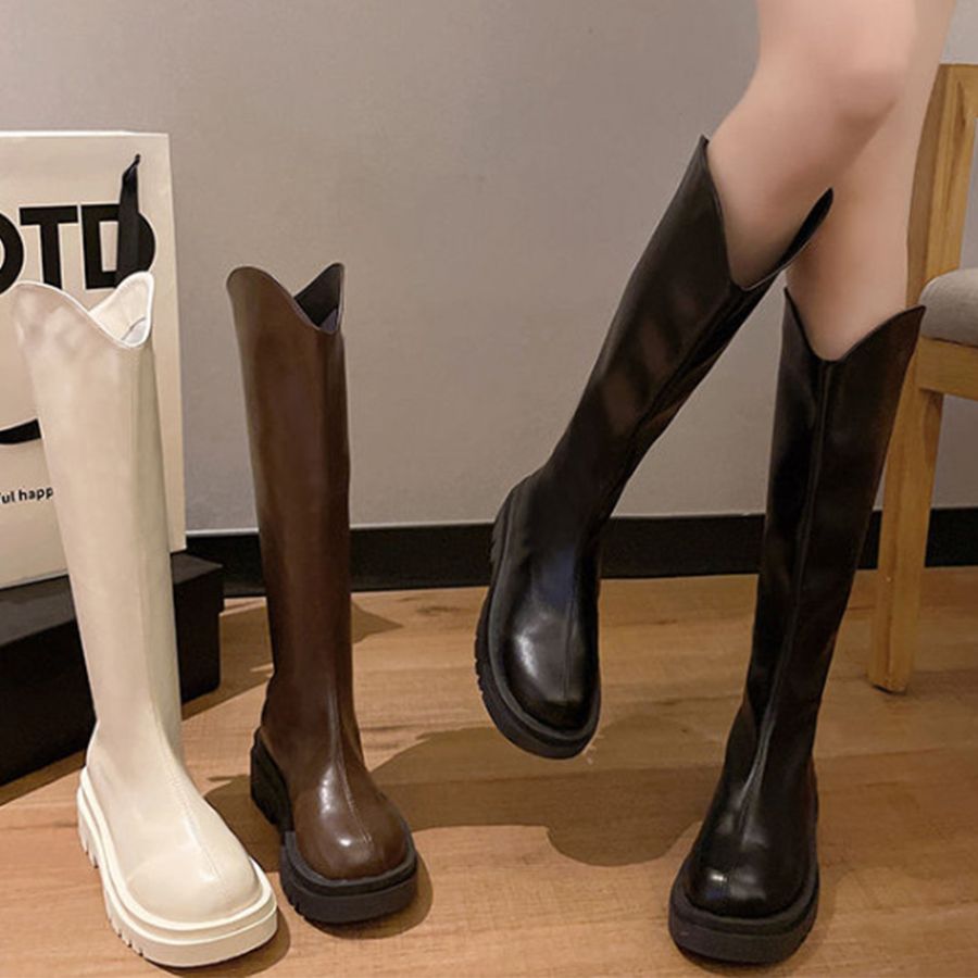 Martin boots women's long boots thick bottom tall knight boots not knee small person boots