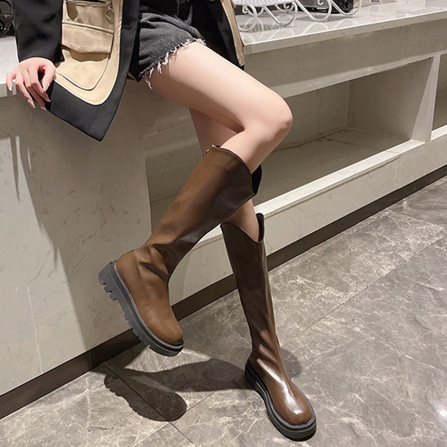 Martin boots women's long boots thick bottom tall knight boots not knee small person boots