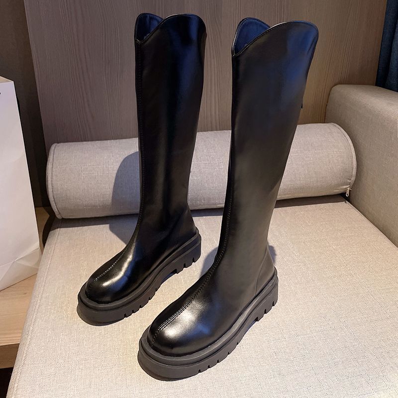 Martin boots women's long boots thick bottom tall knight boots not knee small person boots