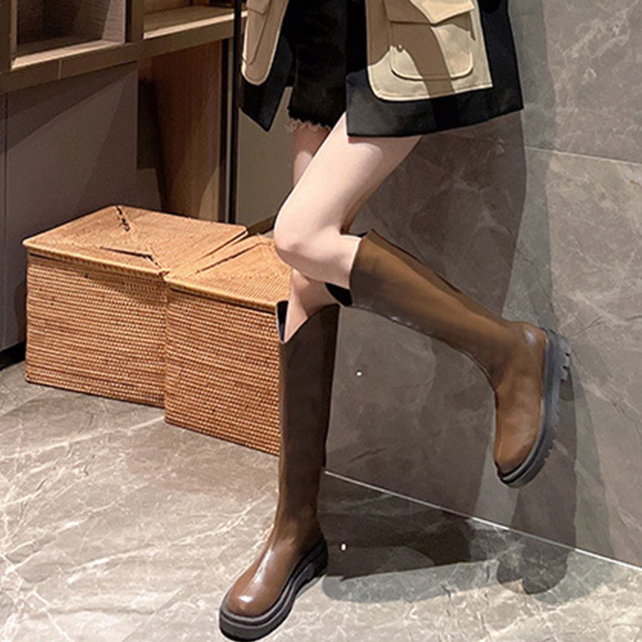 Martin boots women's long boots thick bottom tall knight boots not knee small person boots