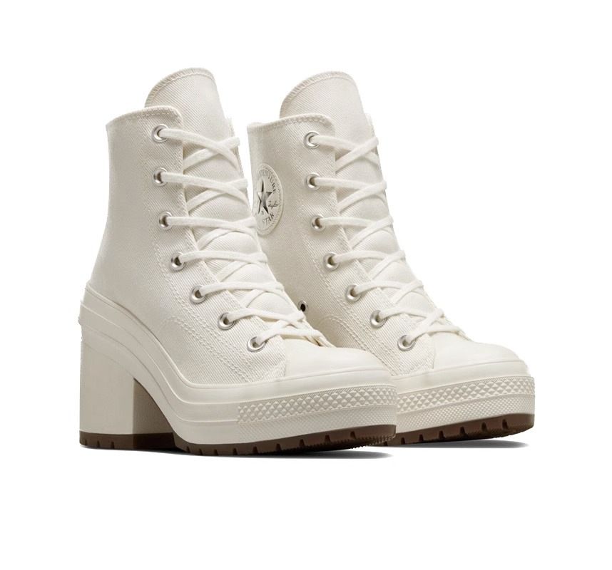 Retro high-heeled canvas shoes women's new round head lace up versatile height increase thick bottom high gang small white shoes