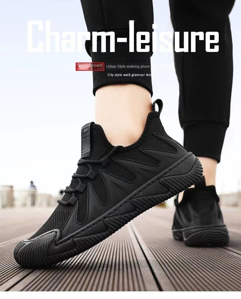 Men's Shoes New Casual Shoes Men's Running Sneakers Youth Black Work Shoes