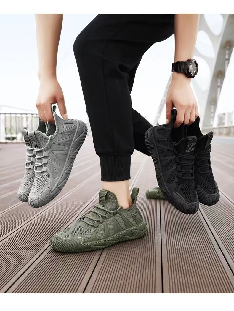 Men's Shoes New Casual Shoes Men's Running Sneakers Youth Black Work Shoes