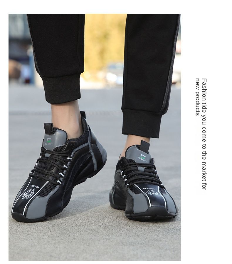 Men's Sports Daily Hundred With Thick Bottom Heightening Casual Trend Leather Package Bottom Men's Shoes Niche Shoes Tide