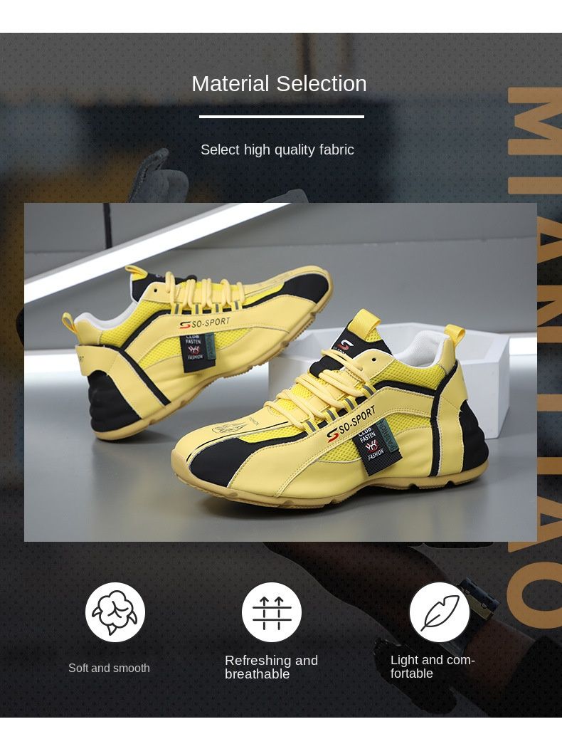 Men's Sports Daily Hundred With Thick Bottom Heightening Casual Trend Leather Package Bottom Men's Shoes Niche Shoes Tide