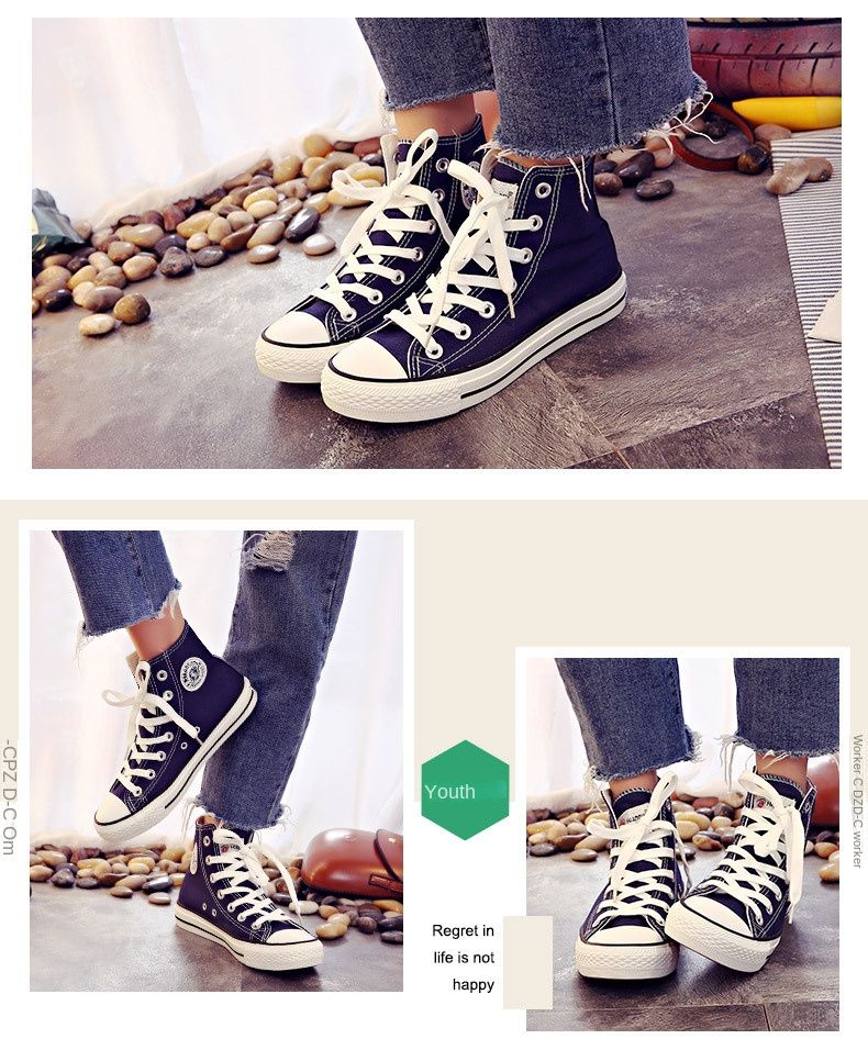 High-Top Women's Shoes Flat Classic Canvas Shoes Casual Sneaker