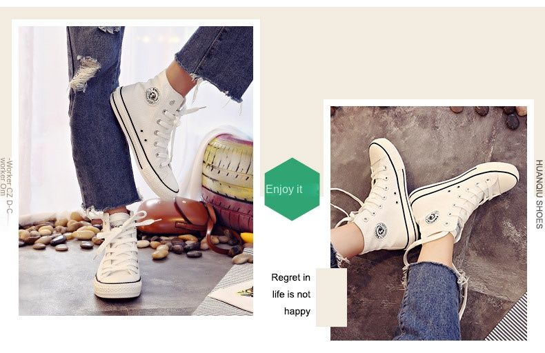High-Top Women's Shoes Flat Classic Canvas Shoes Casual Sneaker