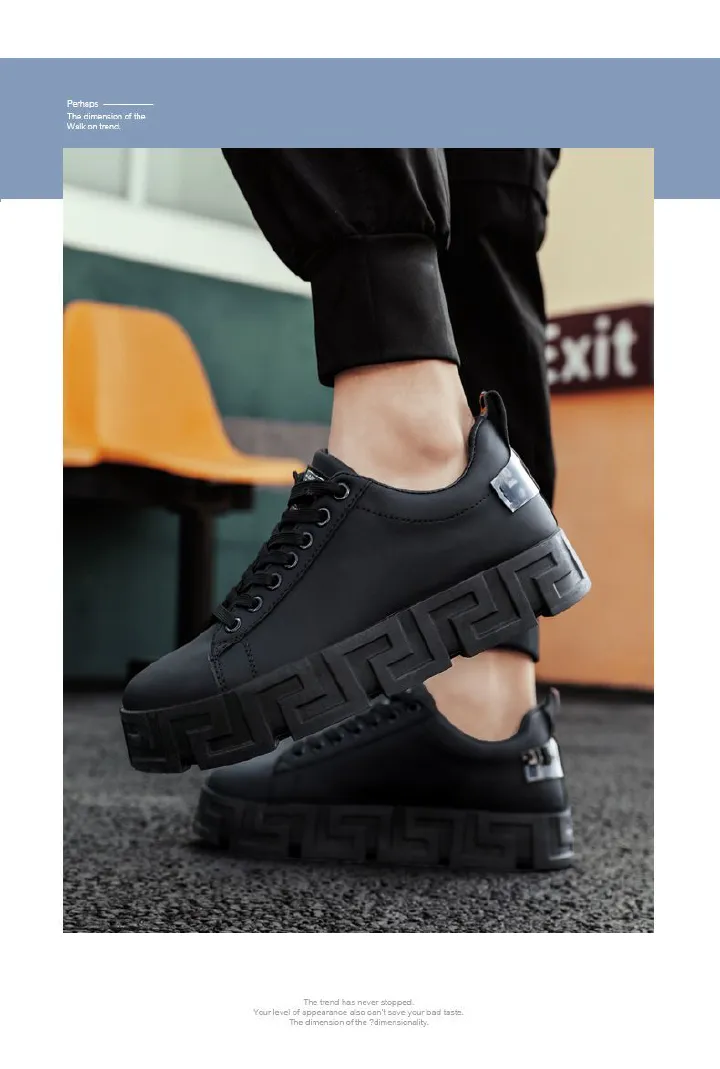 Board Shoes Men's Low Gang New Thick Bottom Heightening Small White Shoes Men's Shoes Fashion Trend Explosion Casual Shoes Men's Sneakers
