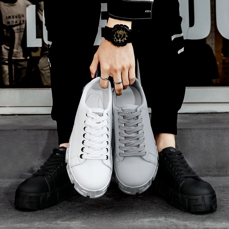 Board Shoes Men's Low Gang New Thick Bottom Heightening Small White Shoes Men's Shoes Fashion Trend Explosion Casual Shoes Men's Sneakers