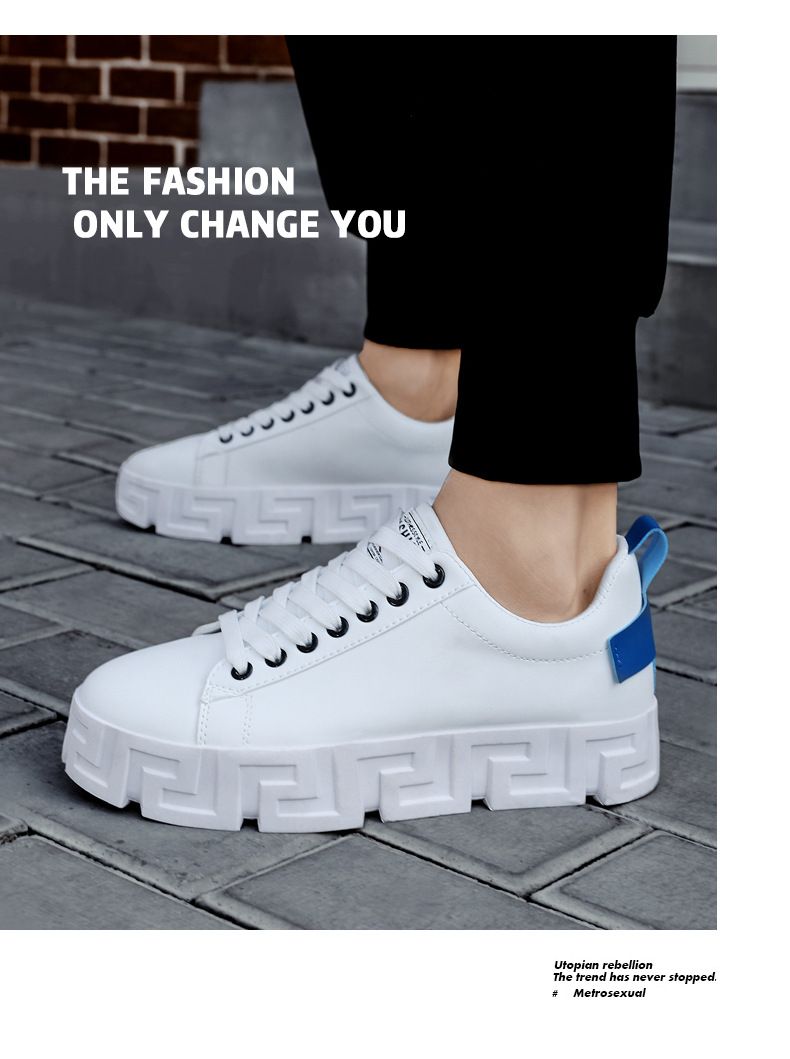 Board Shoes Men's Low Gang New Thick Bottom Heightening Small White Shoes Men's Shoes Fashion Trend Explosion Casual Shoes Men's Sneakers