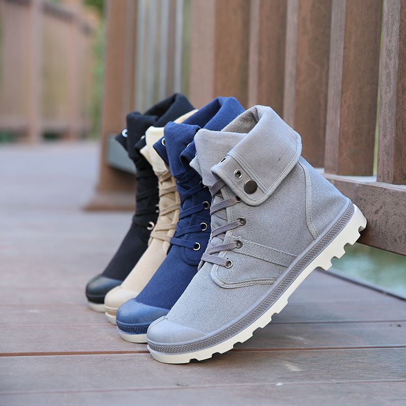 New Men's Shoes High-Top Casual Canvas Shoes Men's Outdoor Sneakers Trendy Shoes Mountaineering Outdoor Shoes