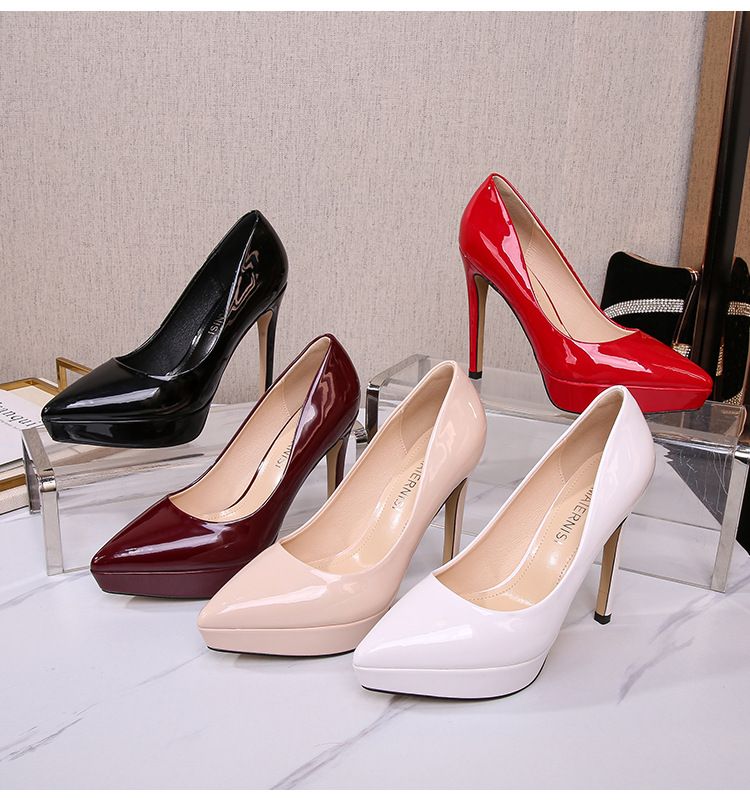 Pointed Toe Pumps Career Stilettos High Heels Women's Leather Shoes High Heels
