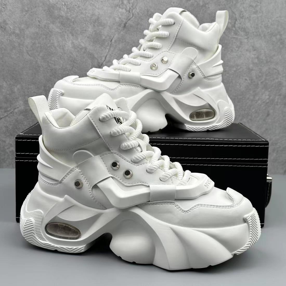 Men's shoes high-top shoes men's new trend of wear-resistant old dad shoes leather fashion casual heightening sports tide shoes