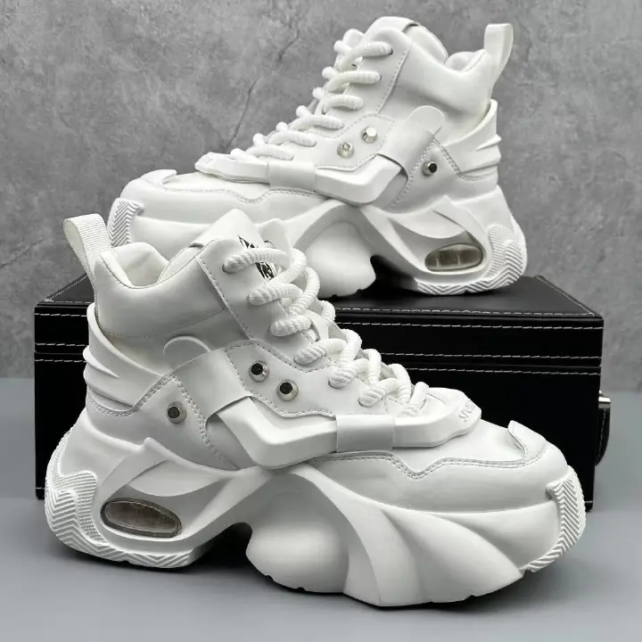Men's shoes high-top shoes men's new trend of wear-resistant old dad shoes leather fashion casual heightening sports tide shoes