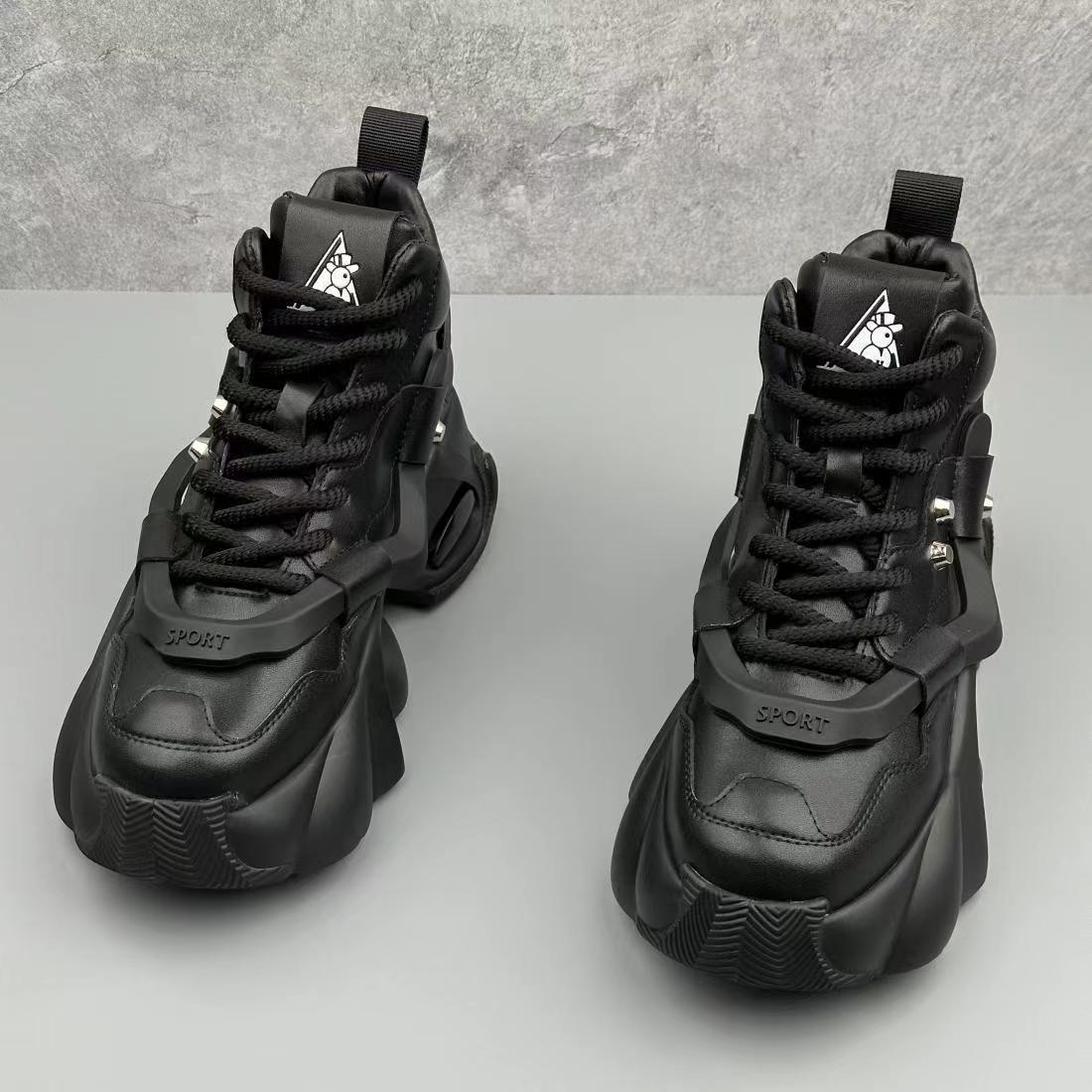 Men's shoes high-top shoes men's new trend of wear-resistant old dad shoes leather fashion casual heightening sports tide shoes