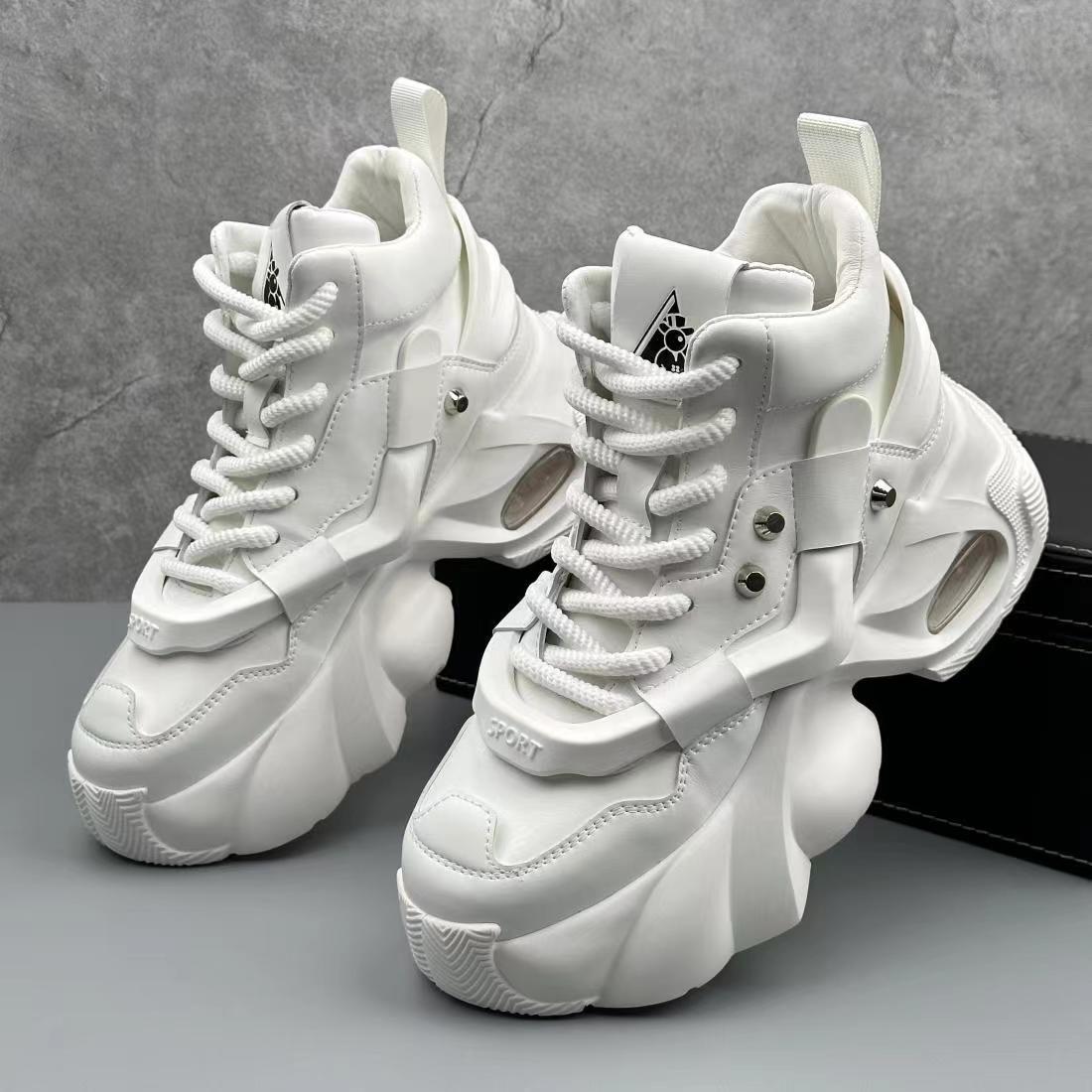 Men's shoes high-top shoes men's new trend of wear-resistant old dad shoes leather fashion casual heightening sports tide shoes