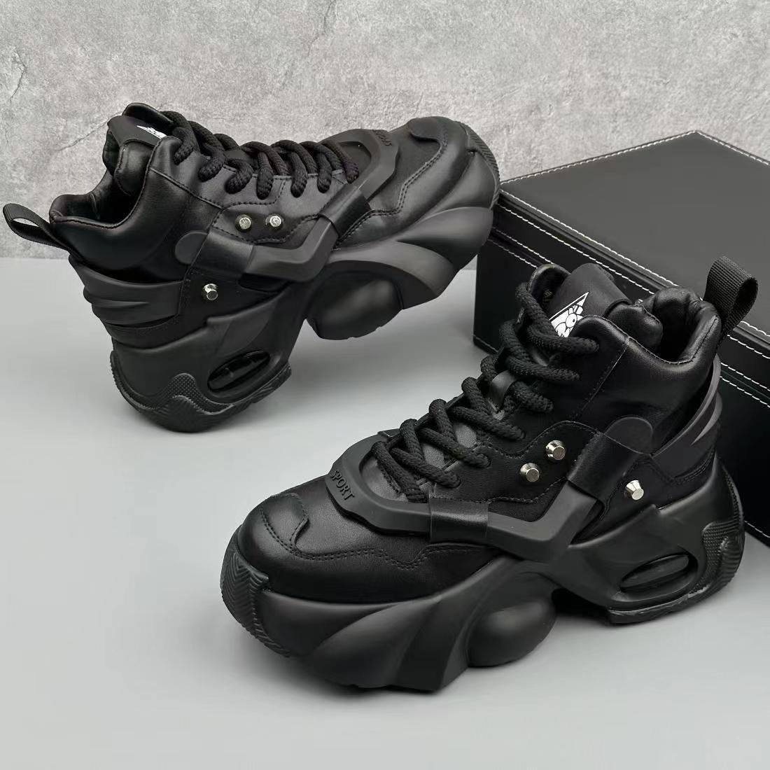 Men's shoes high-top shoes men's new trend of wear-resistant old dad shoes leather fashion casual heightening sports tide shoes