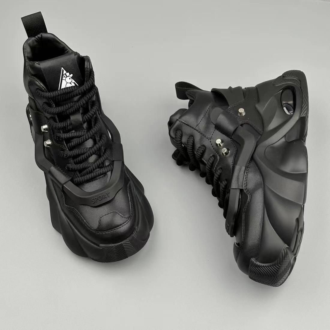 Men's shoes high-top shoes men's new trend of wear-resistant old dad shoes leather fashion casual heightening sports tide shoes