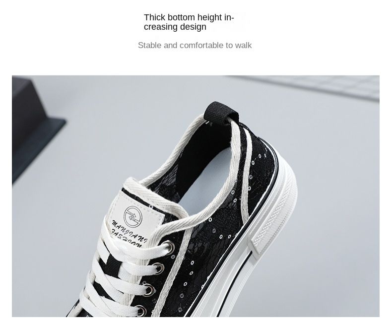 New Mesh Shoes Women's  Spring and Summer Casual Women's Shoes Thick Sole Increased Breathable Pattern All-Matching Student