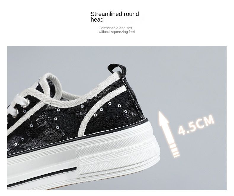 New Mesh Shoes Women's  Spring and Summer Casual Women's Shoes Thick Sole Increased Breathable Pattern All-Matching Student