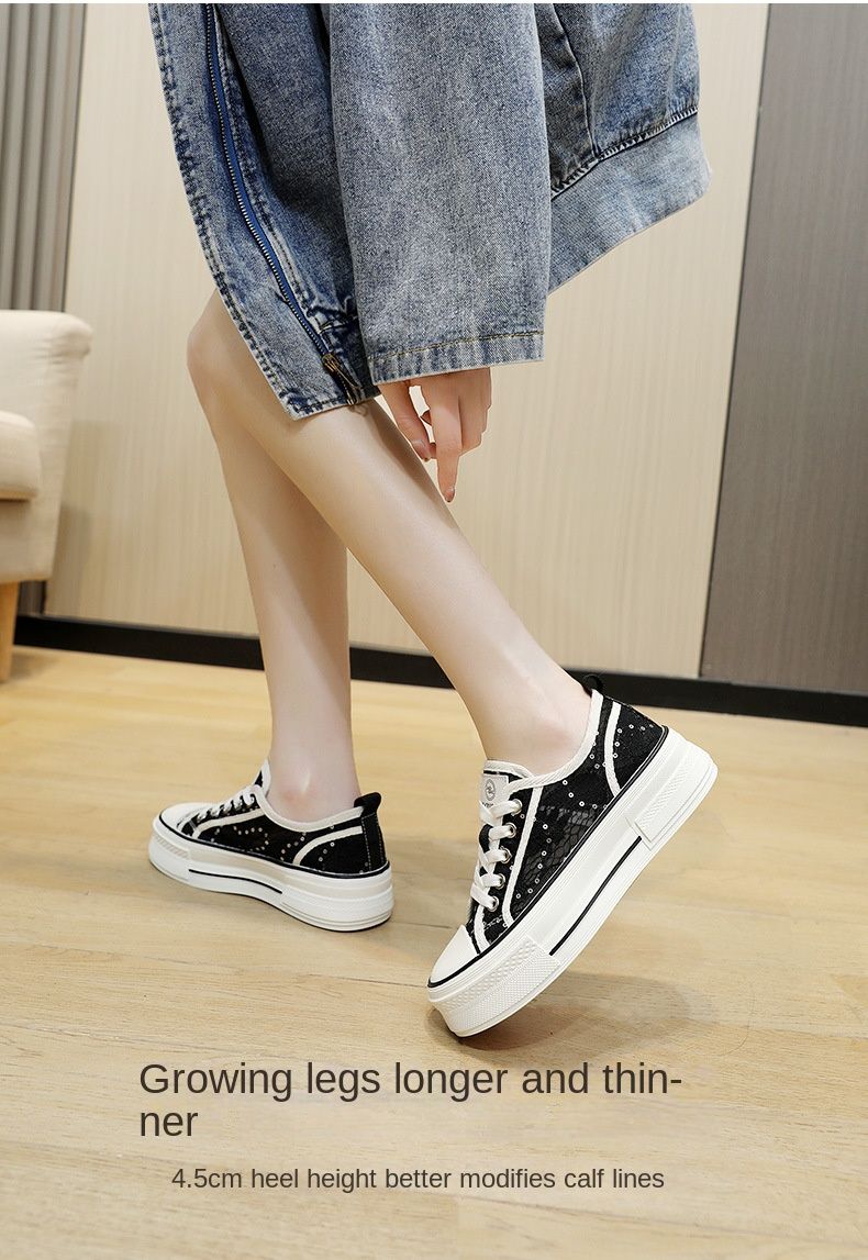New Mesh Shoes Women's  Spring and Summer Casual Women's Shoes Thick Sole Increased Breathable Pattern All-Matching Student