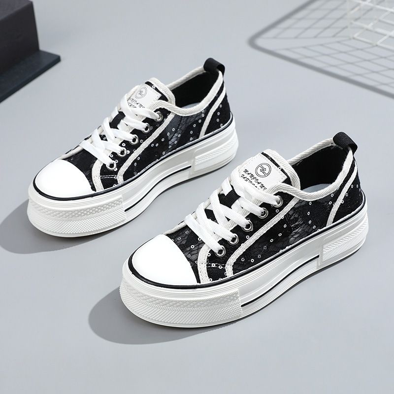 New Mesh Shoes Women's  Spring and Summer Casual Women's Shoes Thick Sole Increased Breathable Pattern All-Matching Student