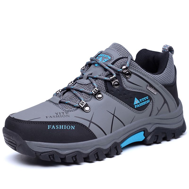 Men's Shoes Low-Top Leather plus Velvet Cotton Shoes Outdoor Climbing Boots Men's Non-Slip Wear-Resistant Hiking Sneaker