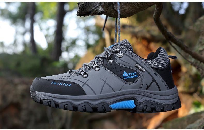 Men's Shoes Low-Top Leather plus Velvet Cotton Shoes Outdoor Climbing Boots Men's Non-Slip Wear-Resistant Hiking Sneaker