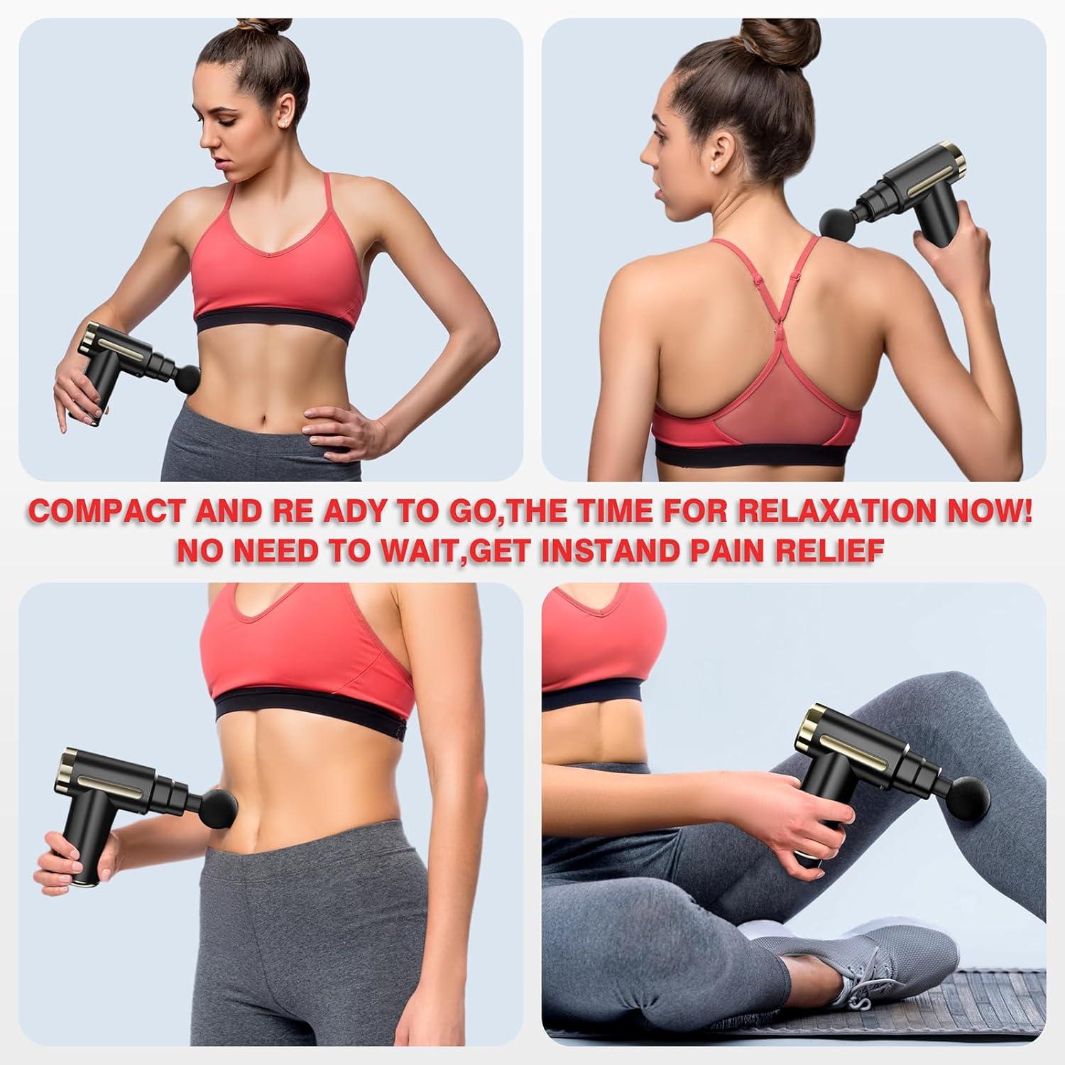Mini Massage Gun, Percussion Deep Tissues Muscle Massager Gun with 6 Speeds, Type-C Charging, 35DB Ultra Quiet, Portable Electric Handheld Body Massager for Back Neck Pain Relief