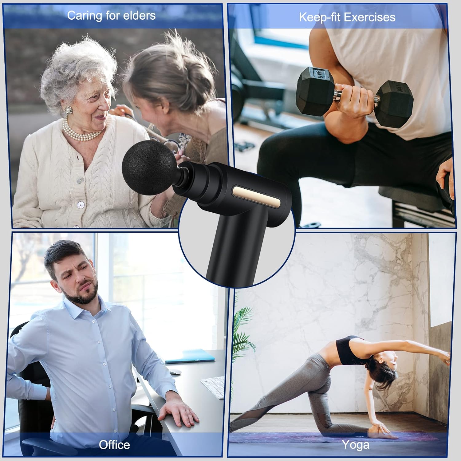 Mini Massage Gun, Percussion Deep Tissues Muscle Massager Gun with 6 Speeds, Type-C Charging, 35DB Ultra Quiet, Portable Electric Handheld Body Massager for Back Neck Pain Relief