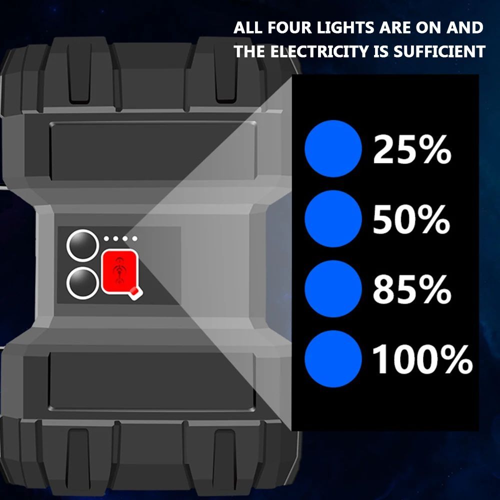 Most Powerful Double Head LED Searchlight Multifunctional Torch Rechargeable Work Light Dual Head Light Spotlight Handheld Flashlight Flood Light Work Lamp