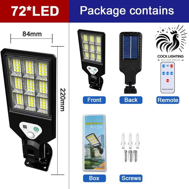Remote Solar Light Outdoor Solar Street Light Security Motion Sensor Wall Lights Waterproof for Garden Patio Garage
