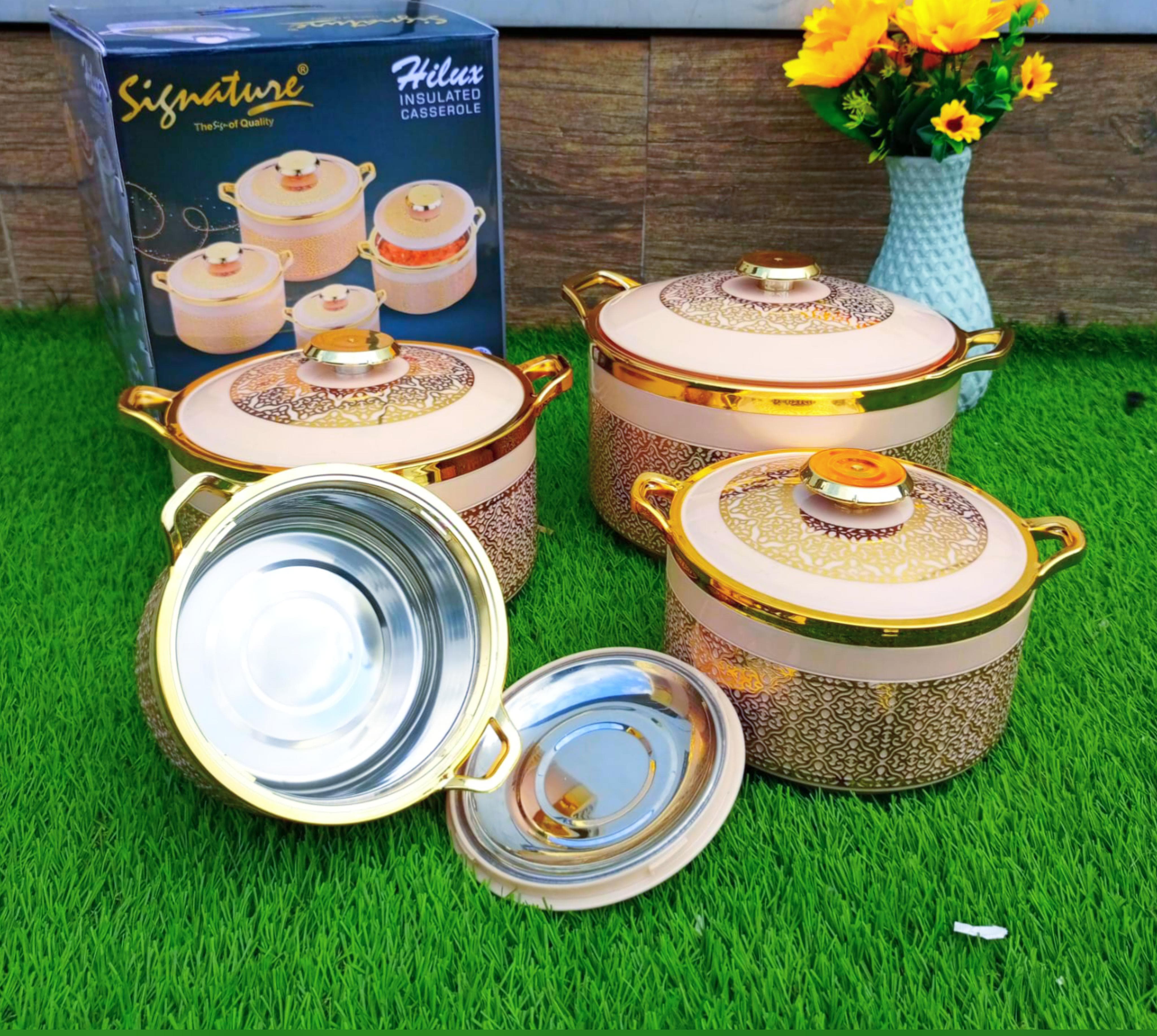 KILLMALL ANIVERSARY DEALS NOW ON.Hilux Set of 4pcs Premium range heavy Quality  stainless steel kitchen hotpots for hot and cold