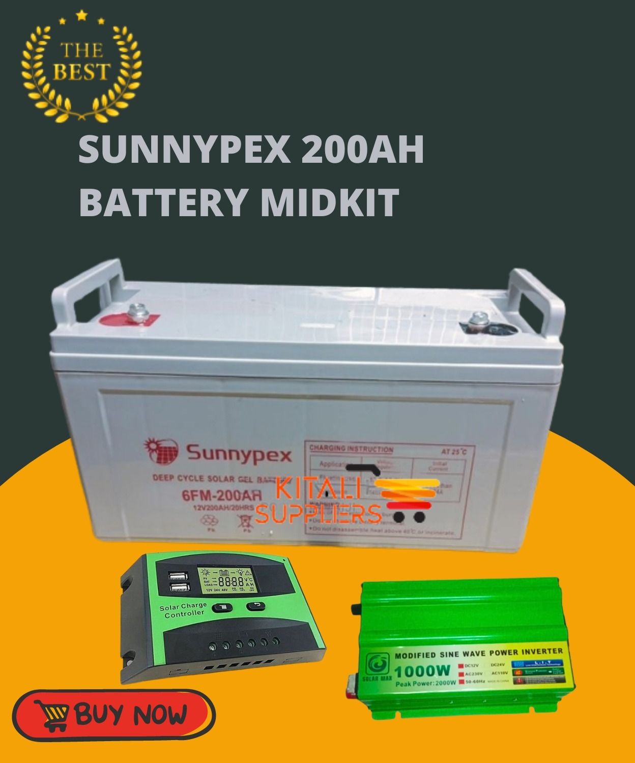 200ah solar  dry cell battery,  1000w inverter, 10a digital controller