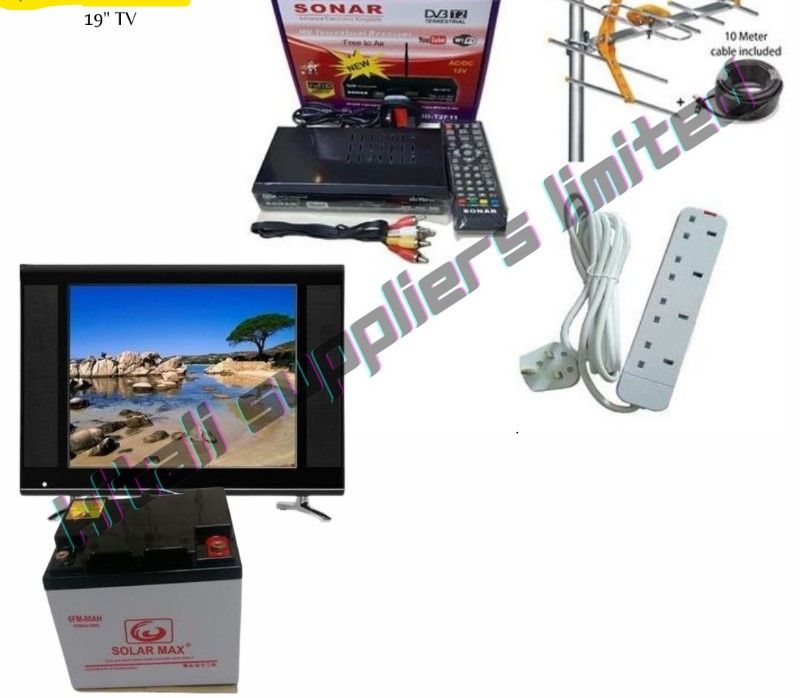 80ah Solar battery  19" digital tv,  decorder sonar ,  Aerial tv,  power extension