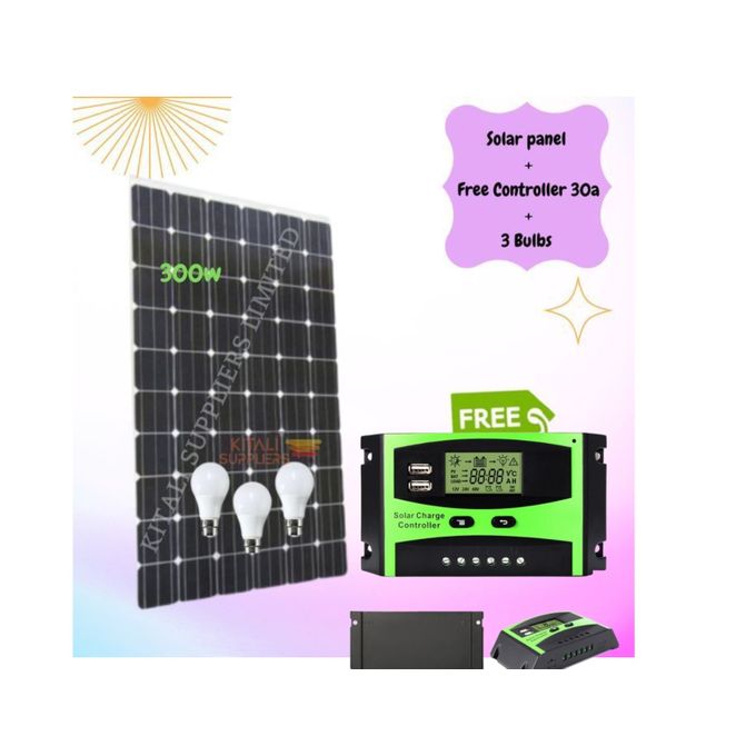 Solar Panel 300w Midkit With 20AH Solar Charger Controller 3pc bulbs