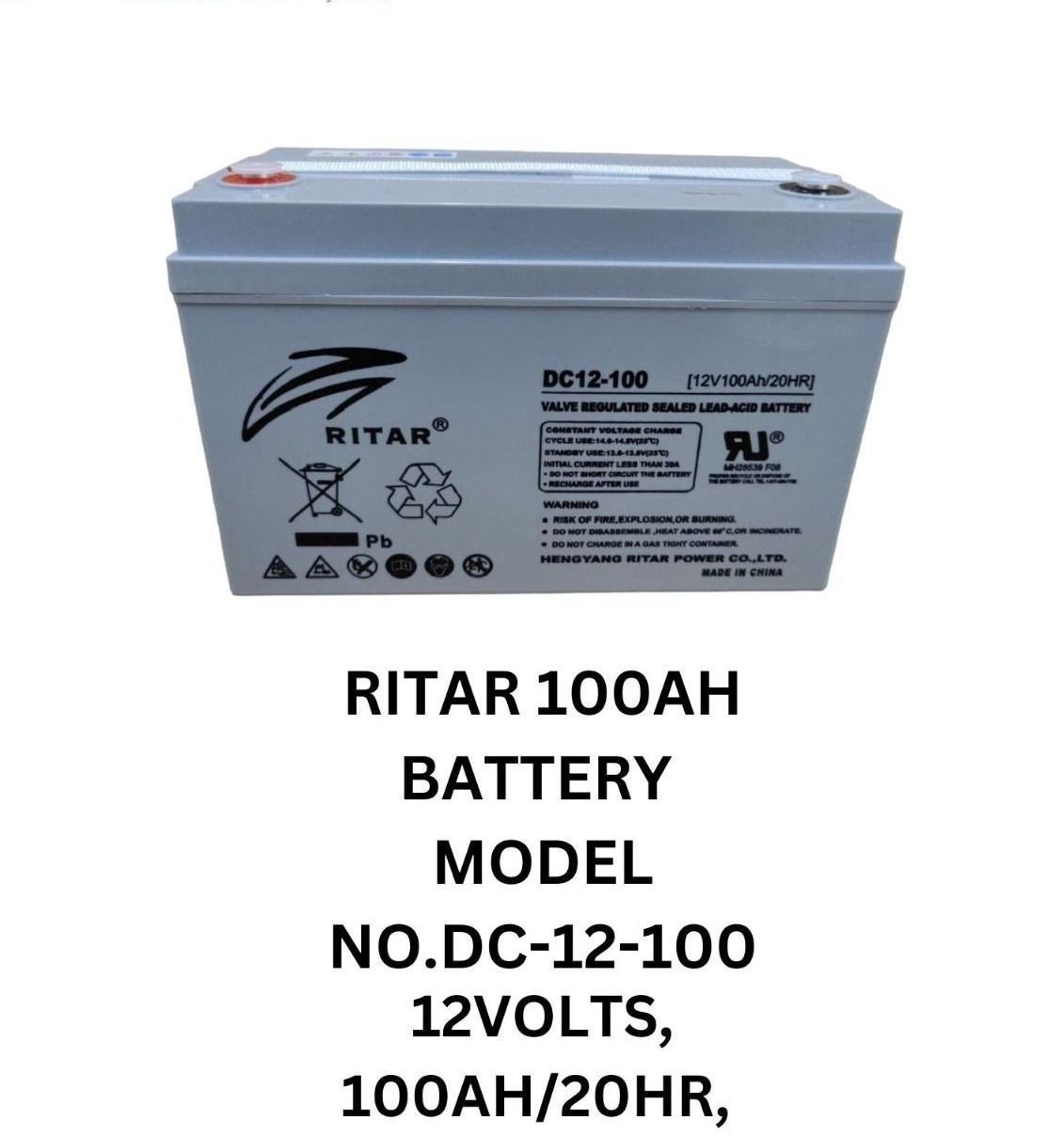 Ritar 100Ah Deep Cycle AGM Battery – Reliable Power Backup