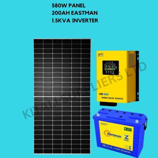 580w kitali solar panel 200ah kitali battery 1.5kva hybrid inverter