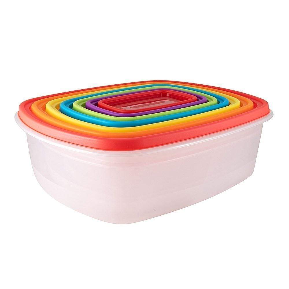 7pcs Fresh Prep Plastic Storage Containers Multicolour