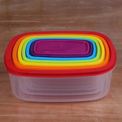 7pcs Fresh Prep Plastic Storage Containers Multicolour