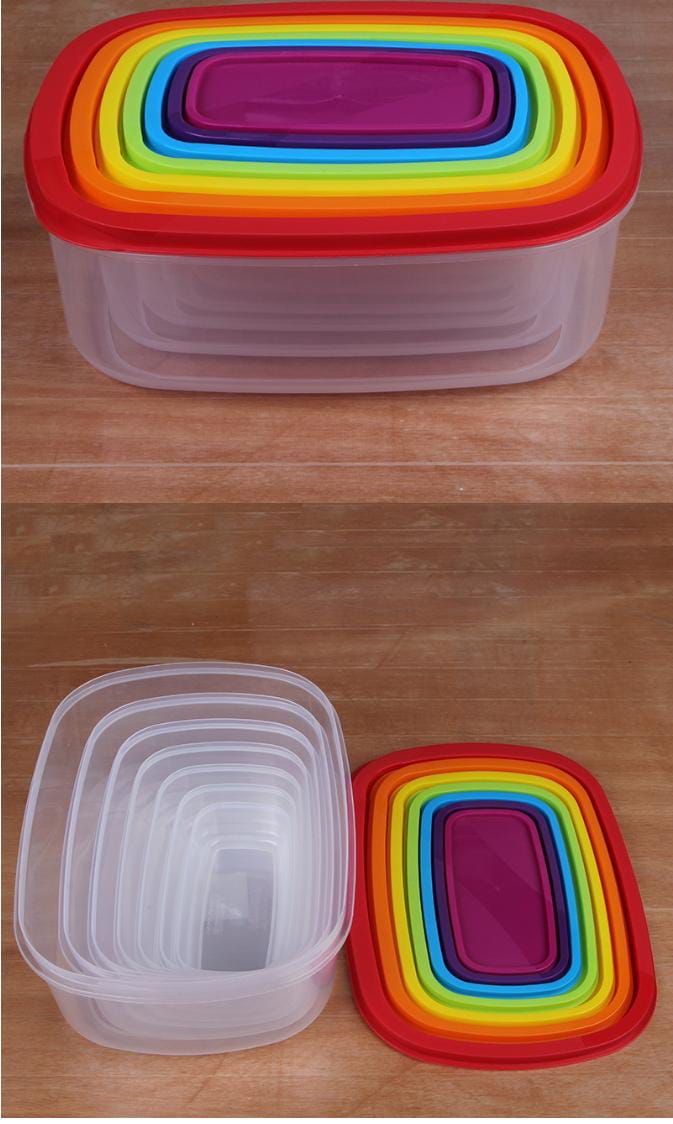 7pcs Fresh Prep Plastic Storage Containers Multicolour