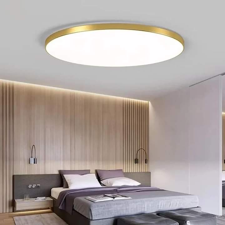 Golden Round Flush-Mounted bright Ceiling Light